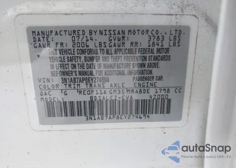2014 Nissan Sentra S из США, поврежденный, VIN 3N1AB7AP8EY274694
